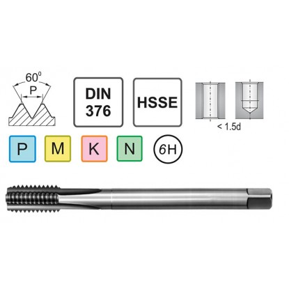 Машинный метчик M2 LH DIN 376 C HSSE Guhring