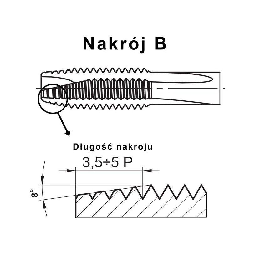 Gwintownik Maszynowy M4 DIN 371 B HSSE - Przelotowy