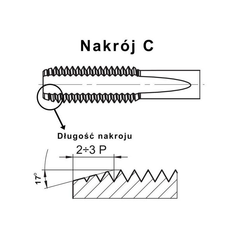 Gwintownik Maszynowy M3 - Kobaltowy Inox DIN 376 C HSSE