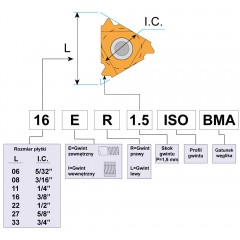 Płytka do gwintów metrycznych wewnętrzna 3,5 mm 22 IR ISO BMA - zdjęcie 2