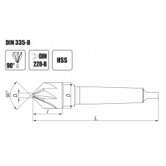 Pogłębiacz stożkowy fi 50/90 DIN 335 B HSS - Artykuły Techniczne - zdjęcie 1