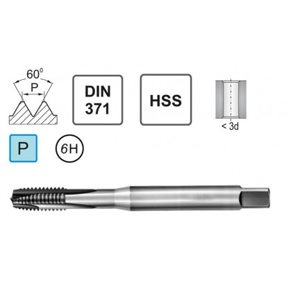 Машинный метчик M1,2 DIN 371 B HSS Werko