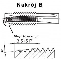 Gwintownik maszynowy 1/4-20 lewy UNC Inox - DIN 371 Przelotowy - zdjęcie 2