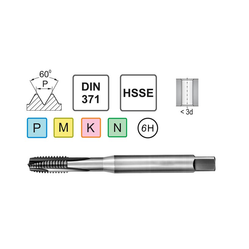 Gwintownik maszynowy 1/4-20 lewy UNC Inox - DIN 371 Przelotowy