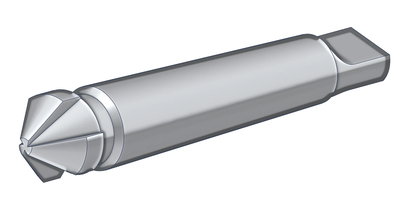Pogłębiacz stożkowy fi 20,5 mm 90 stopni DIN 335 – model 3D, trzy ostrza HSS-E