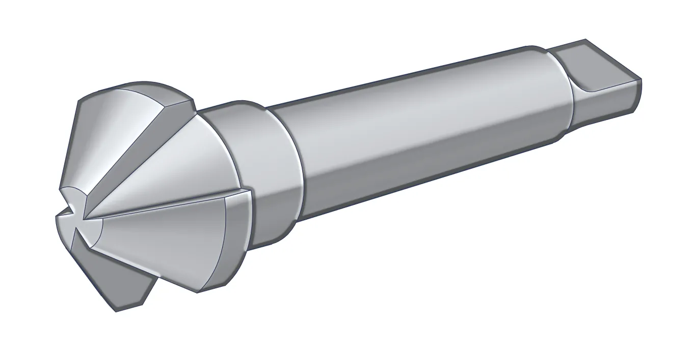 Pogłębiacz stożkowy fi 50 mm 90 stopni DIN 335 – model 3D, trzy ostrza HSS