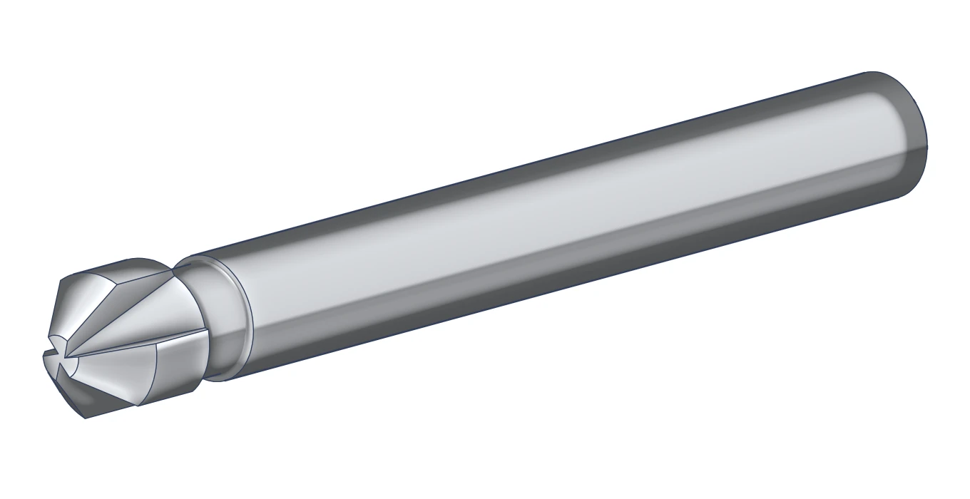 Pogłębiacz stożkowy fi 6,3 mm 90 stopni DIN 335 – model 3D, trzy ostrza HSS