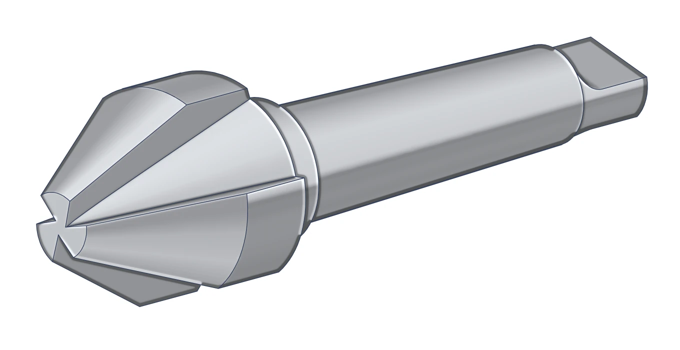 Pogłębiacz stożkowy fi 63 mm 60 stopni DIN 334 – model 3D, trzy ostrza HSS