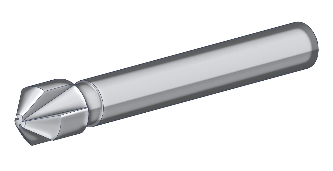 Pogłębiacz stożkowy fi 8,3 mm 90 stopni DIN 335 – model 3D, trzy ostrza HSS