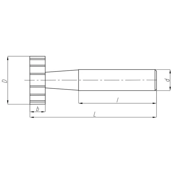 Rysunek techniczny freza teowego 16,5x4,0 mm DIN 850 A z wymiarami